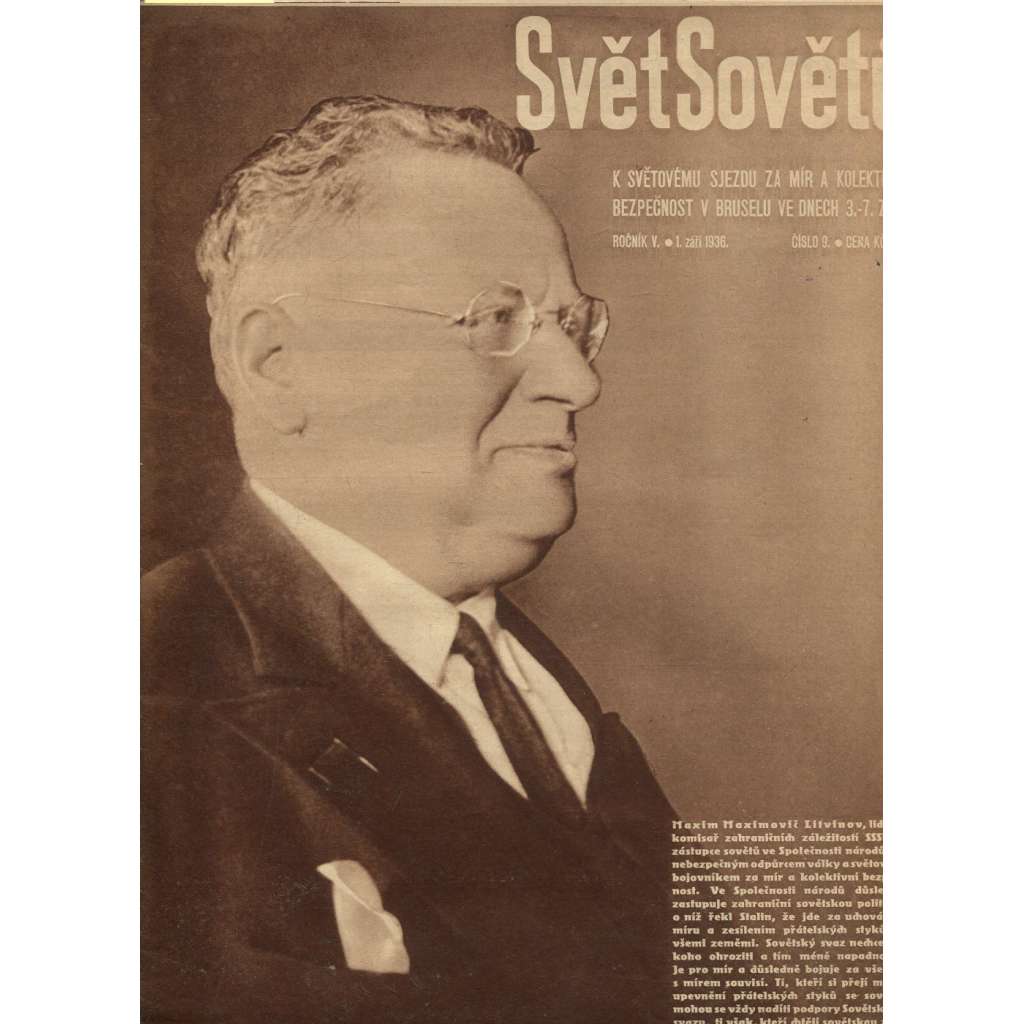 Svět sovětů, ročník V., číslo 9/1936 (časopis, noviny)