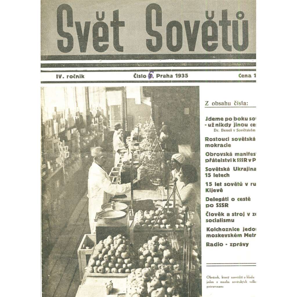Svět sovětů, ročník IV., číslo 6/1935 (časopis, noviny)