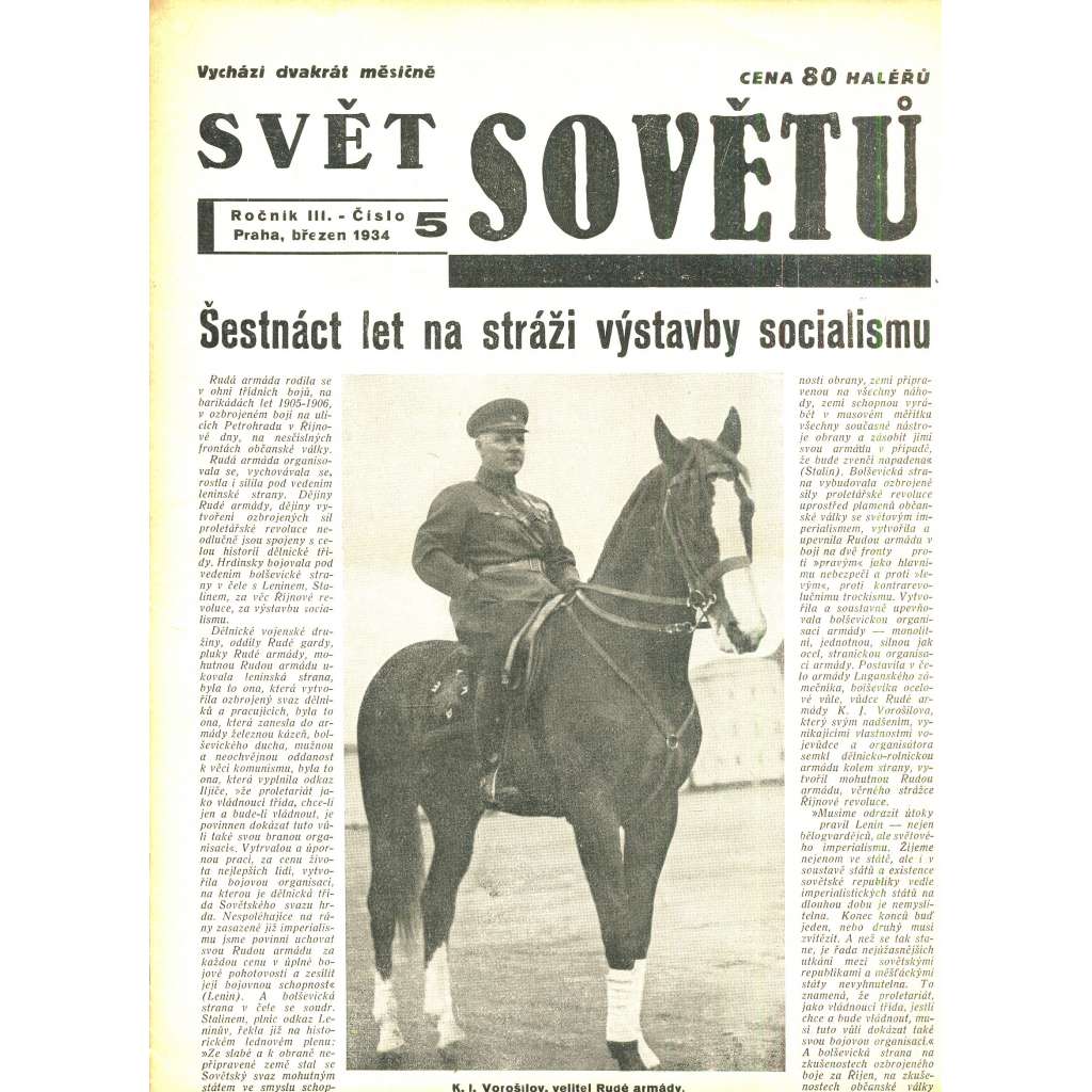 Svět sovětů, ročník III., číslo 5/1934 (časopis, noviny)