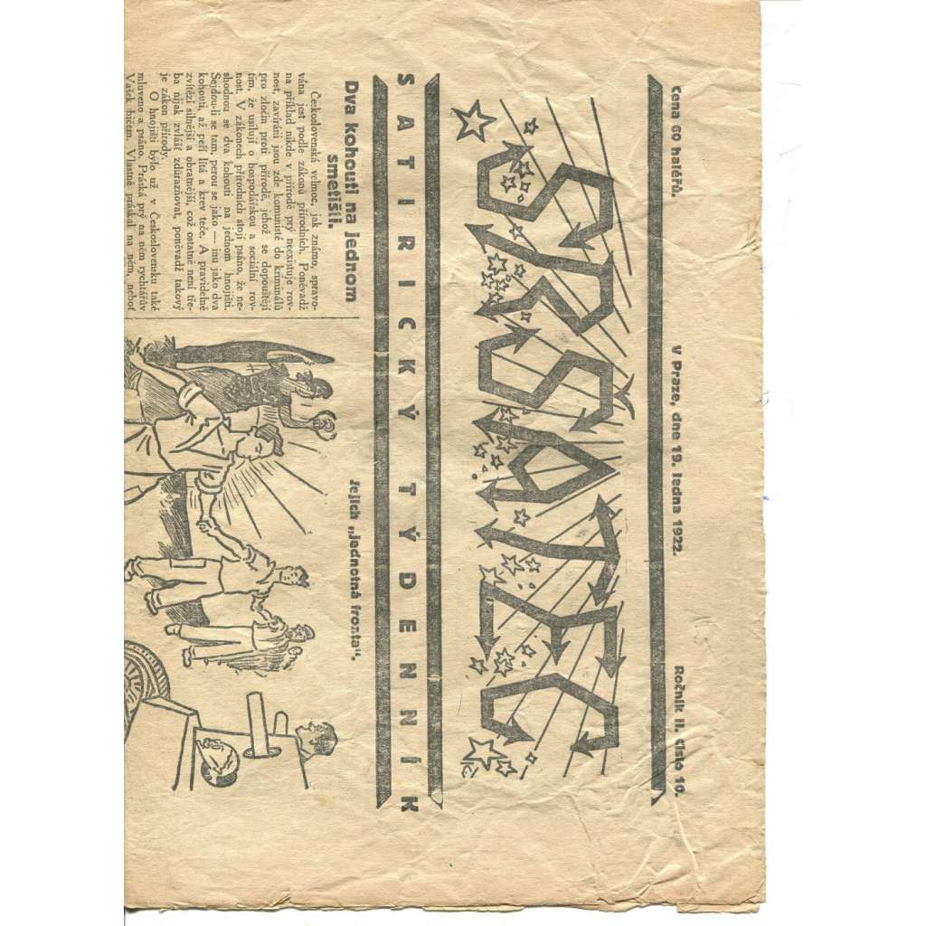 Sršatec, ročník II., číslo 10/1922. Satirický týdenník (časopis, noviny)