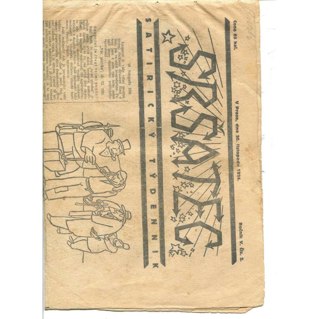 Sršatec, ročník V., číslo 2/1924. Satirický týdenník (časopis, noviny)