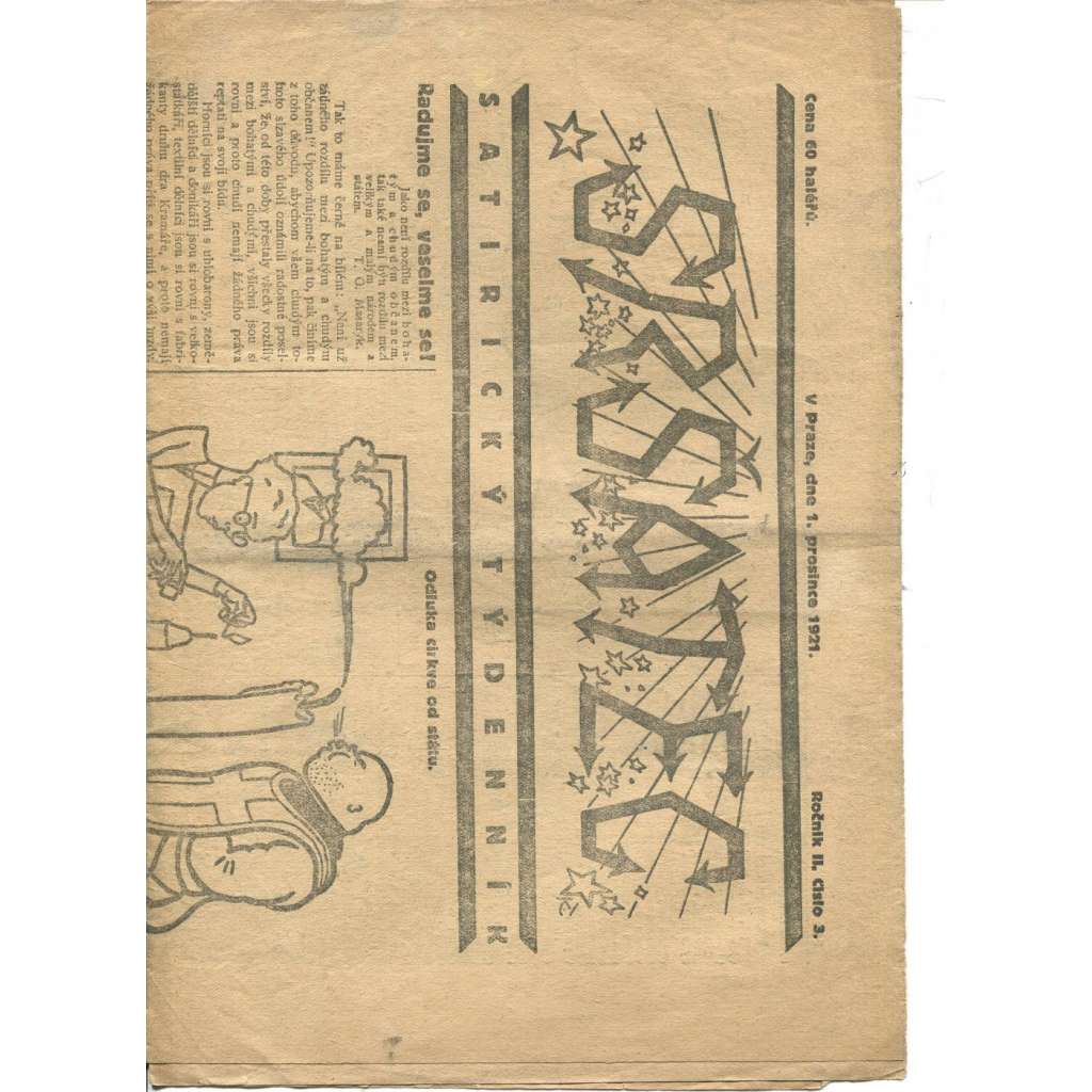 Sršatec, ročník II., číslo 3/1921. Satirický týdenník (časopis, noviny)