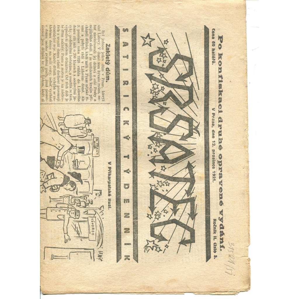 Sršatec, ročník II., číslo 5/1921. Satirický týdenník (časopis, noviny)