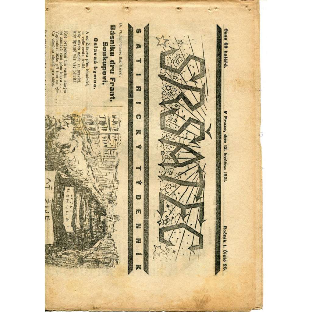 Sršatec, ročník I., číslo 26/1921. Satirický týdenník (časopis, noviny)
