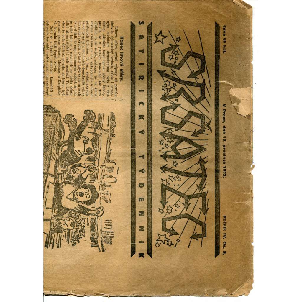 Sršatec, ročník IV., číslo 5/1923. Satirický týdenník (časopis, noviny) - pošk.