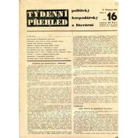 Týdenní přehled politický, hospodářský a literární, ročník II., číslo 16/1934 (1. republika, noviny)