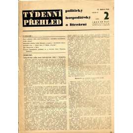 Týdenní přehled politický, hospodářský a literární, ročník II., číslo 2/1934 (1. republika, noviny)