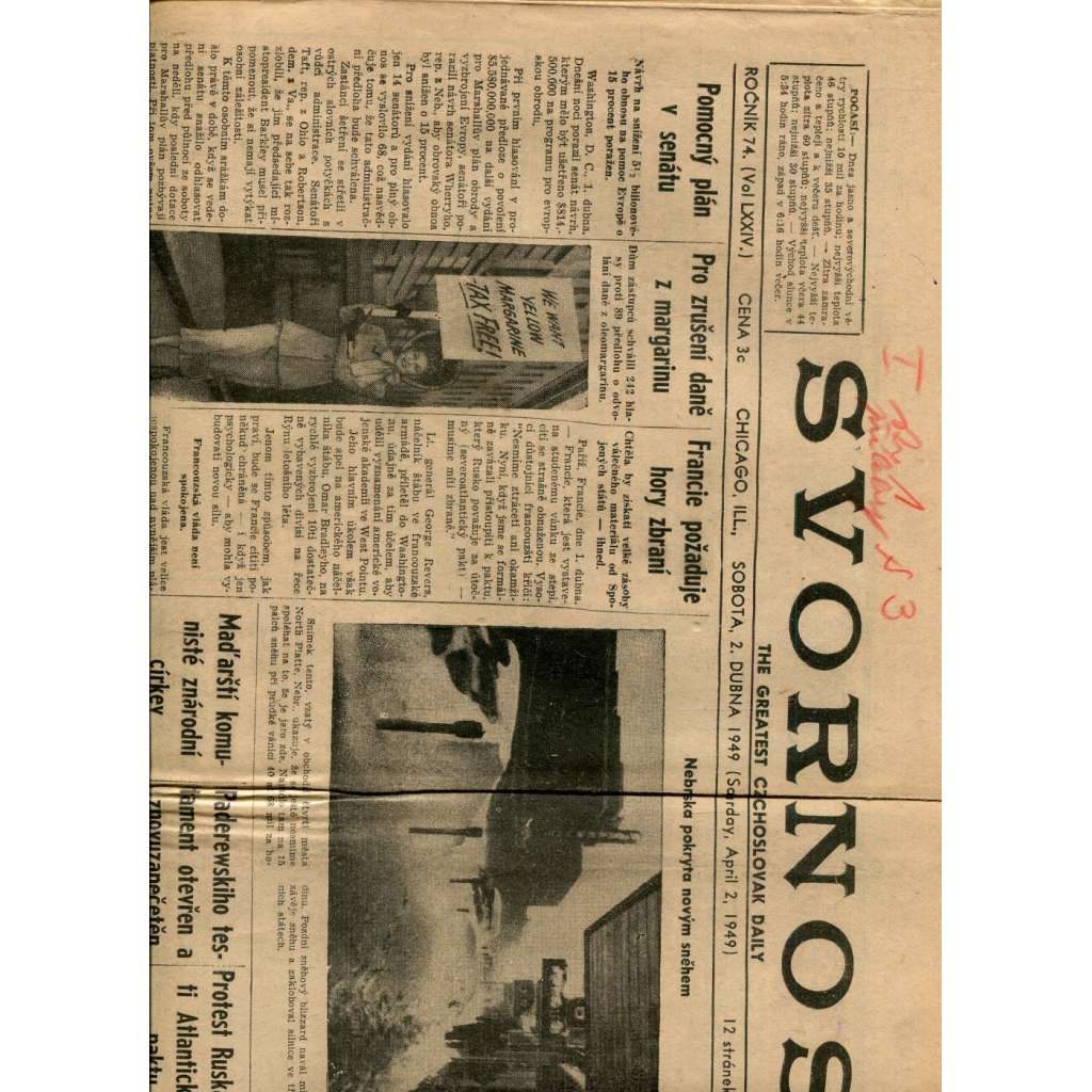 Svornost, ročník 74., číslo 149/1949 (Exil, noviny)