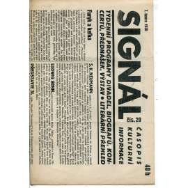 Signál. Časopis kulturní informace, číslo 20/1930 (staré noviny, 1. republika)