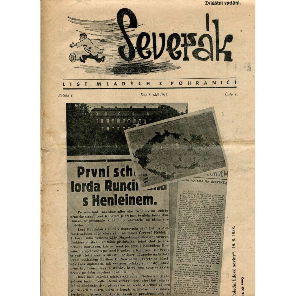 Severák, ročník I, číslo 4/1945 (časopis, noviny) List mladých z pohraničí