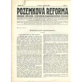 Pozemková reforma, ročník XV., číslo 8/1934 (1. republika, noviny)