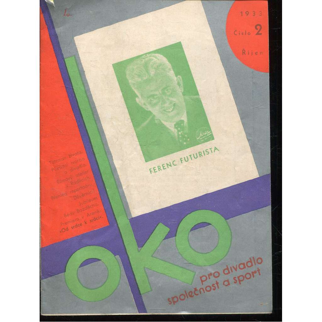 Oko, číslo 2/1933. Časopis pro divadlo, společnost a sport (1. republika, časopis)