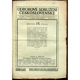 Odborové sdružení československé, ročník XXVI., číslo 18/1922 (odbory, 1. republika, časopis, noviny)