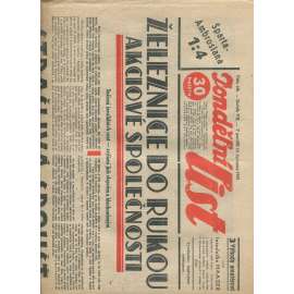 Pondělní list, ročník VII., číslo 189/1933 (1. republika, noviny)