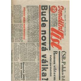 Pondělní list, ročník VII., číslo 287/1933 (1. republika, noviny)