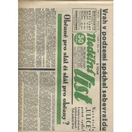 Nedělní list, ročník VII., číslo 279/1933 (1. republika, noviny)