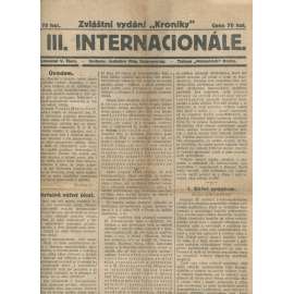 Kronika, Zvláštní vydání Kroniky k III. internacionále (1. republika, noviny)