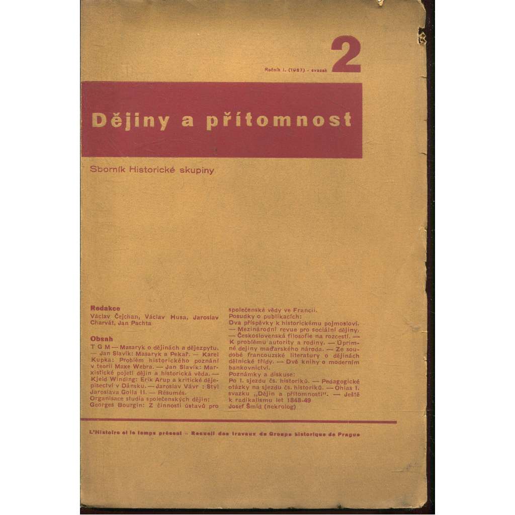 Dějiny a přítomnost, ročník I., svazek 2/1937. Sborník Historické skupiny (časopis)