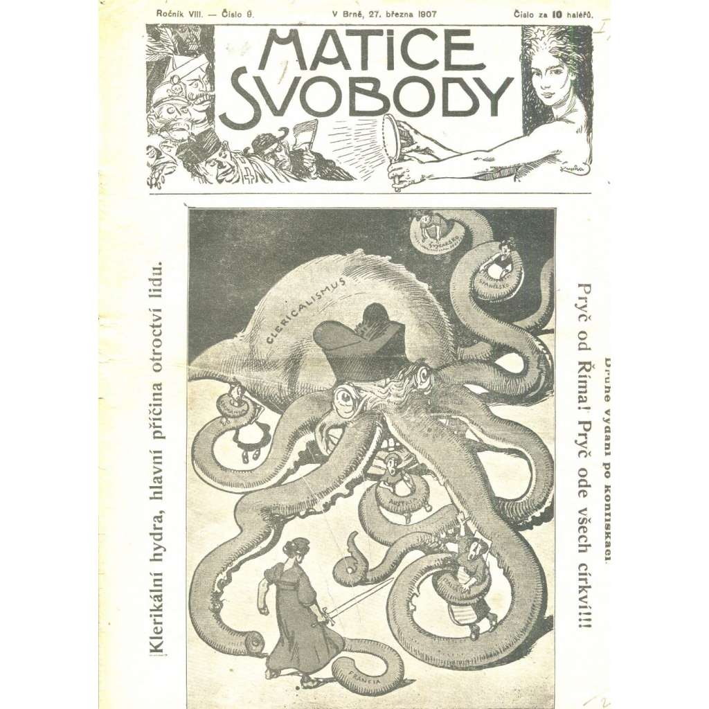Matice svobody, ročník VIII., číslo 9. (27.3.1907) - staré noviny
