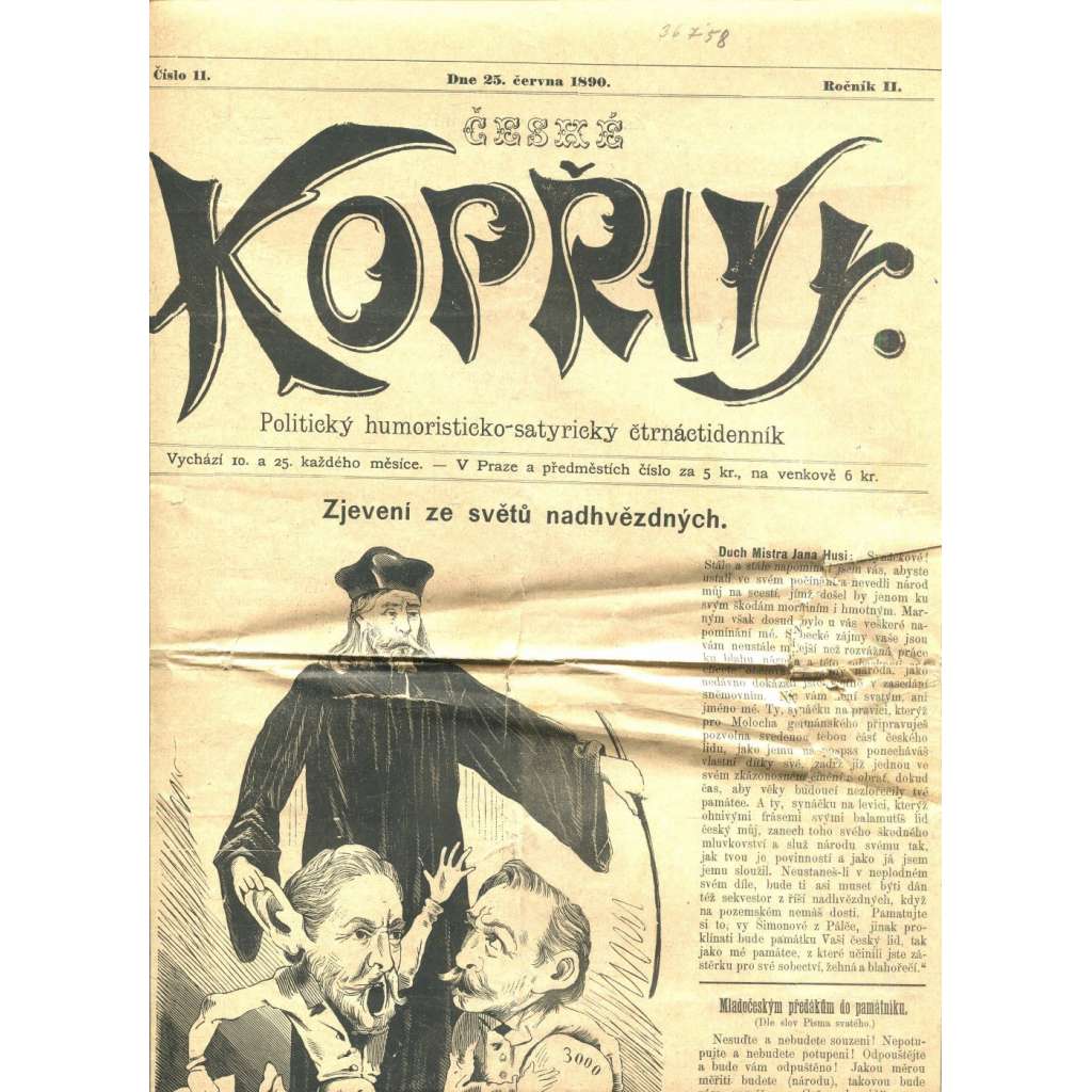 České Kopřivy, ročník II., číslo 11/1890. Politický humoristicko-satirický čtrnáctidenník (časopis, noviny) - pošk.