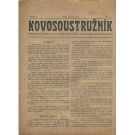 Kovosoustružník, ročník I., číslo 1/1920. Odborový časopis Svazu kovosoustružníků v Republice československé (1. republika, staré noviny)