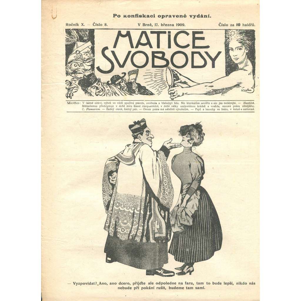 Matice svobody, ročník X., číslo 8/1909 (staré noviny)