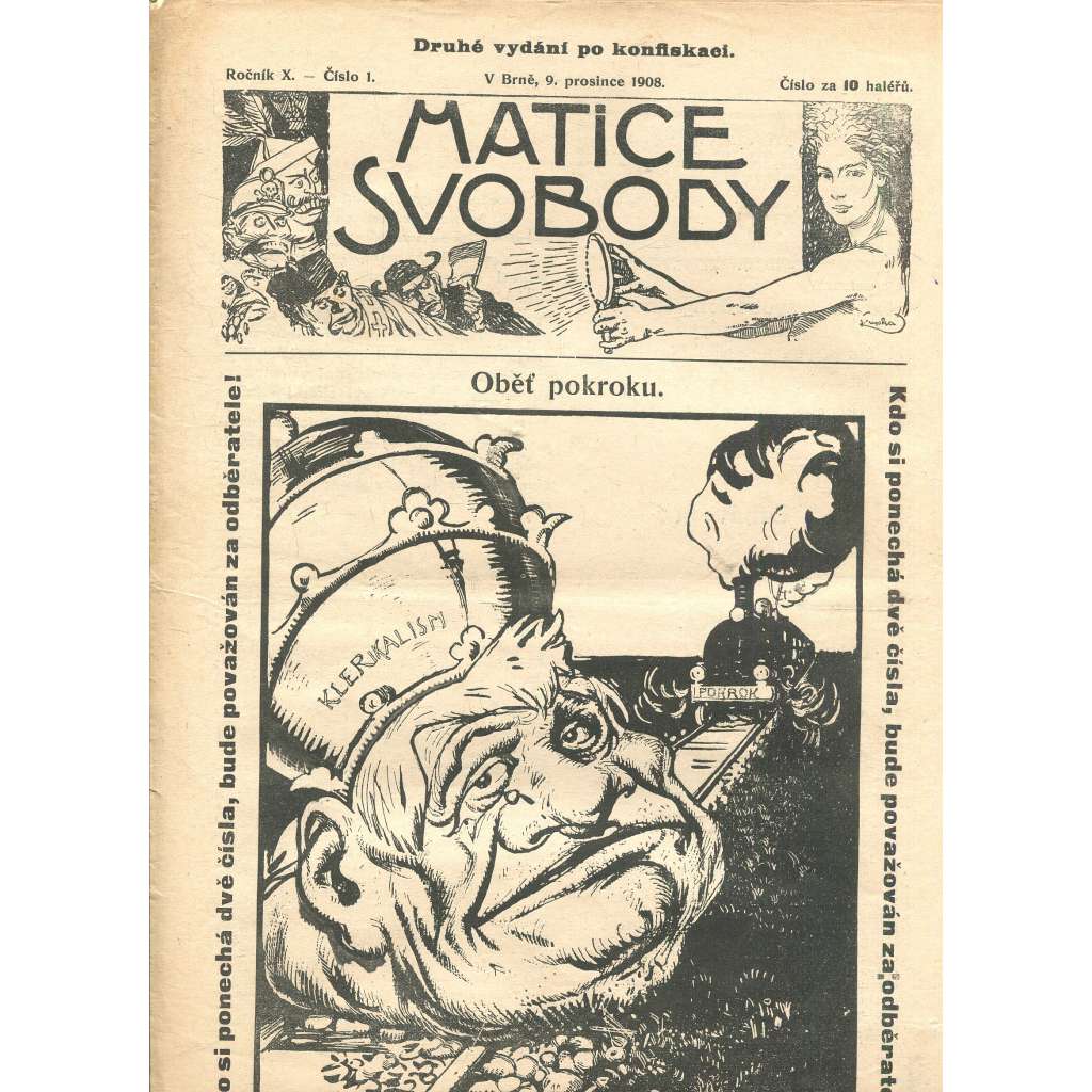 Matice svobody, ročník X., číslo 1/1908 (staré noviny)