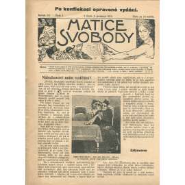 Matice svobody, ročník XV., číslo 1/1913 (staré noviny)