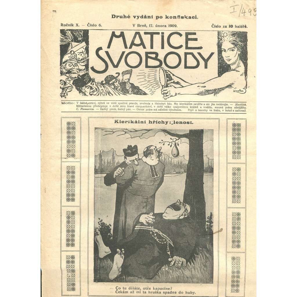 Matice svobody, ročník X., číslo 6/1909 (staré noviny)