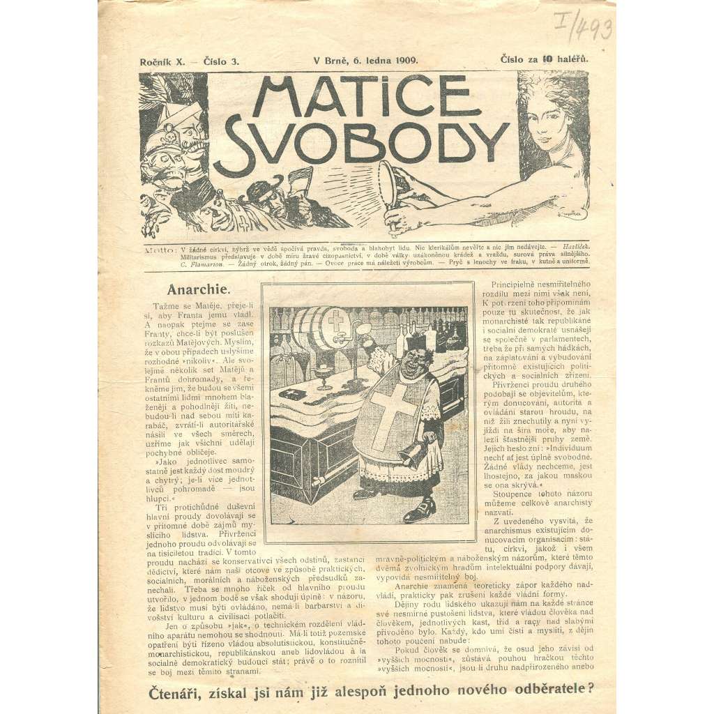 Matice svobody, ročník X., číslo 3/1909 (staré noviny)