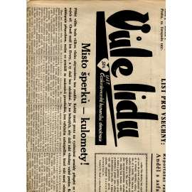 Vůle lidu, ročník I., číslo 4/1937. List československé humanitní demokracie (1. republika, noviny)