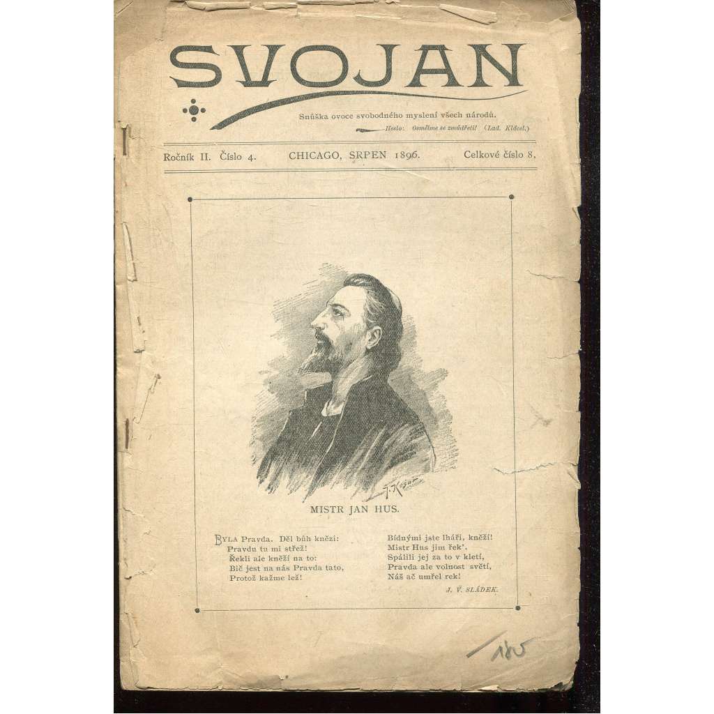 Svojan, ročník II., číslo 8/1896 (exil, časopis, noviny)