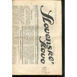 Slovenské slovo, ročník IX., číslo 3/1929. Týždenník československej strany národne socialistickej pre Slovensko (1. republika, noviny, Slovensko, text slovensky)