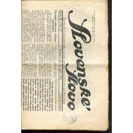 Slovenské slovo, ročník IX., číslo 15/1929. Týždenník československej strany národne socialistickej pre Slovensko (1. republika, noviny, Slovensko, text slovensky)