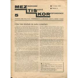 Mezinárodní tisková korespondence, ročník X., číslo 5/1934. Týdeník pro politiku, hospodářství a dělnické hnutí (1. republika, časopis, noviny)
