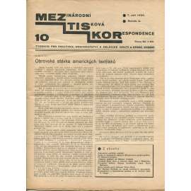 Mezinárodní tisková korespondence, ročník X., číslo 10/1934. Týdeník pro politiku, hospodářství a dělnické hnutí (1. republika, časopis, noviny)