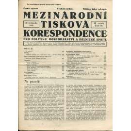 Mezinárodní tisková korespondence pro politiku, hospodářství a dělnické hnutí, ročník IX., číslo 45/1933 (1. republika, časopis, noviny)