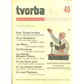 Tvorba – Týdeník pro kulturu a politiku, ročník XVIII., číslo 40/1949 (časopis, noviny)