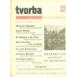 Tvorba – Týdeník pro kulturu a politiku, ročník XVIII., číslo 22/1949 (časopis, noviny)