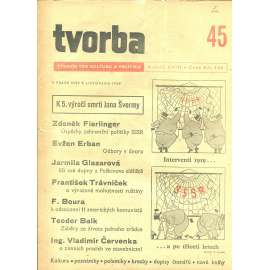 Tvorba – Týdeník pro kulturu a politiku, ročník XVIII., číslo 45/1949 (časopis, noviny)