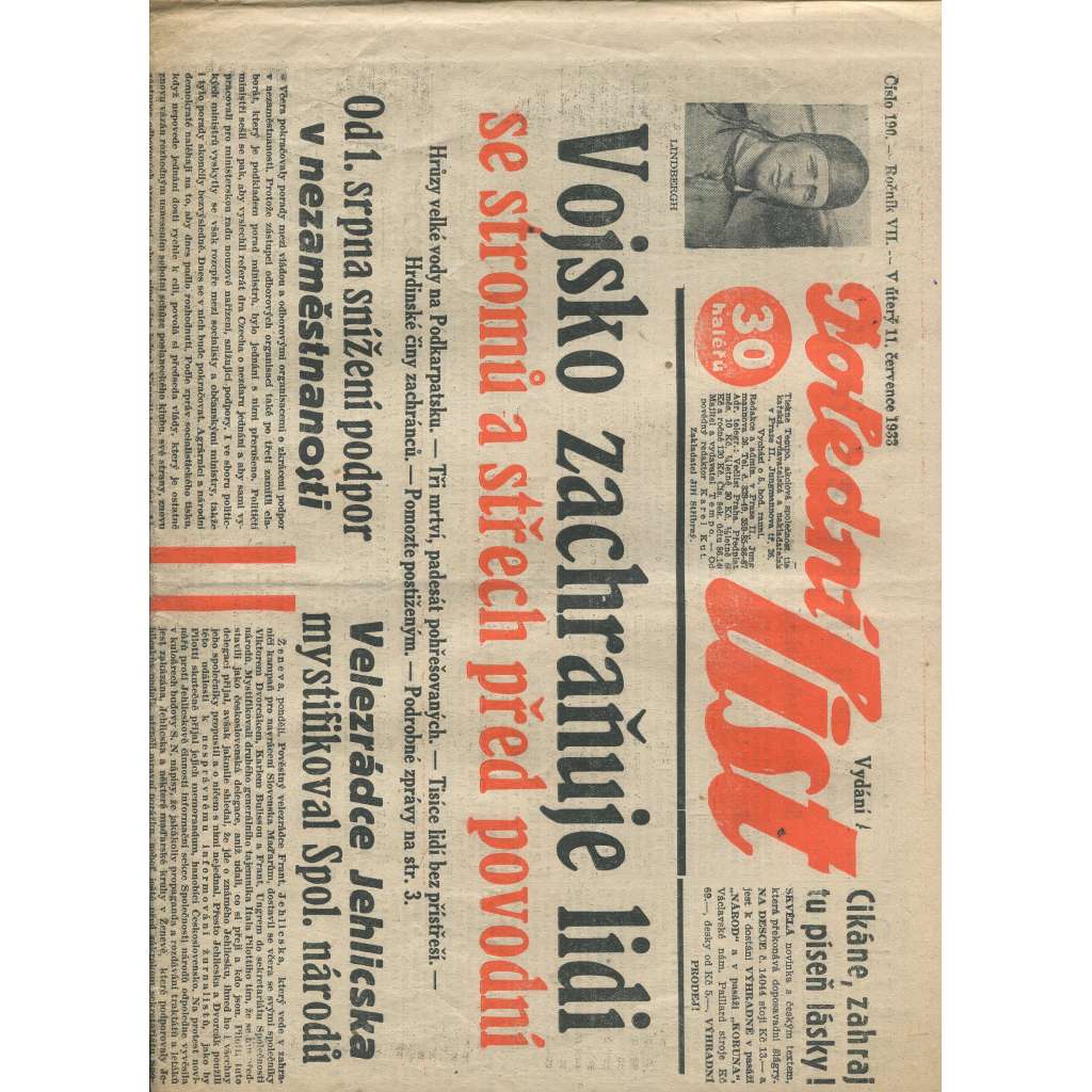 Polední list, ročník VII., číslo 190/1933 (1. republika, noviny)