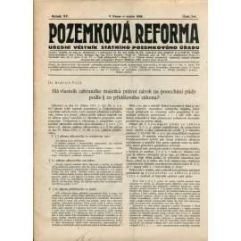 Pozemková reforma, ročník XV., číslo 3-4/1934 (1. republika, noviny)