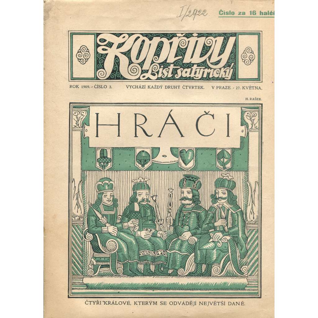 Kopřivy, číslo 3/1909 (časopis, noviny) List satirický
