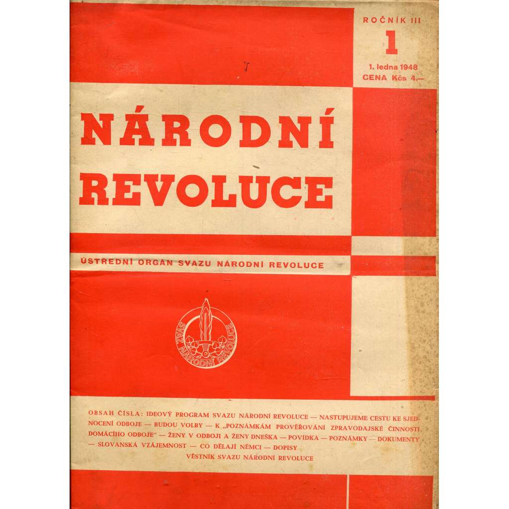 Národní revoluce, ročník III., číslo 1/1948 (časopis, noviny)