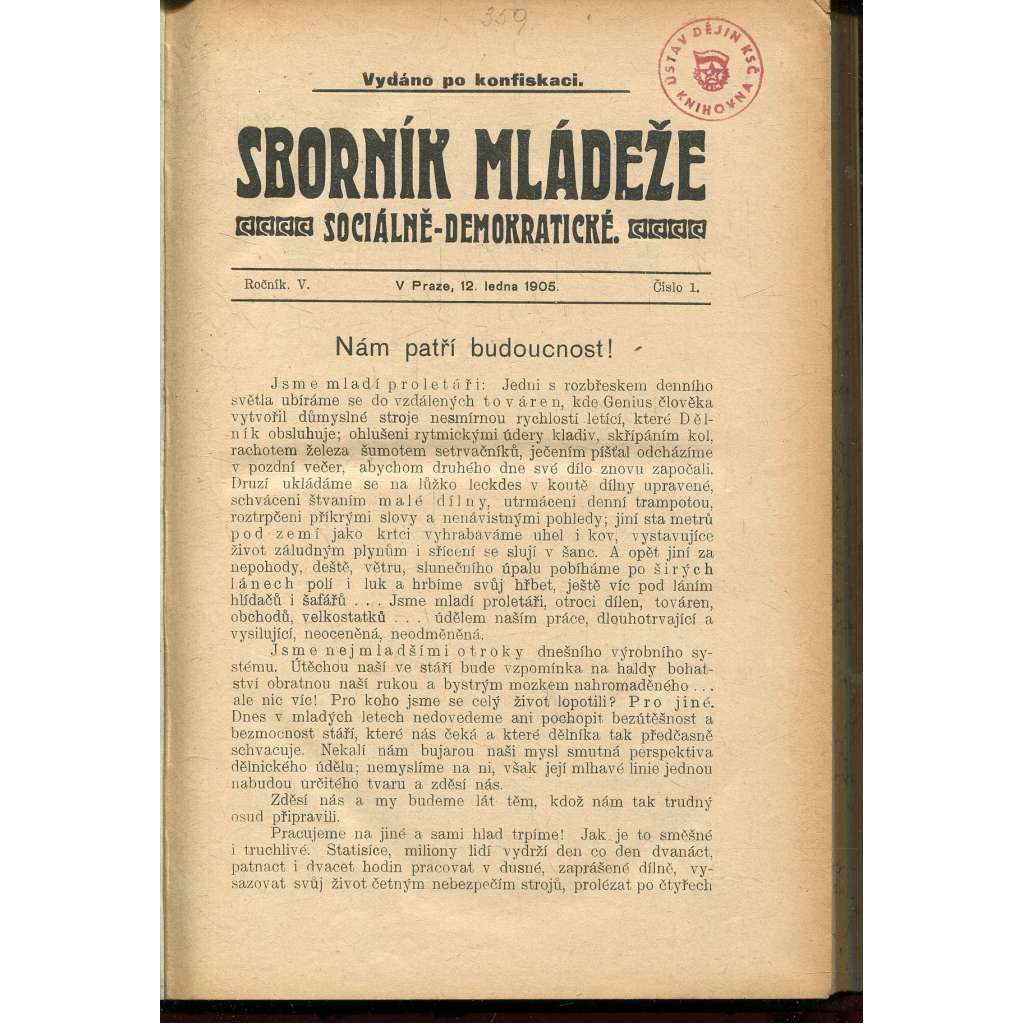 Sborník mládeže sociálně demokratické, ročník V., číslo 1-24/1905 (časopis, levicová literatura)