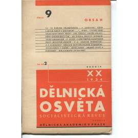 Dělnická osvěta, ročník XX., číslo 9/1934. Socialistická revue (1. republika, časopis)