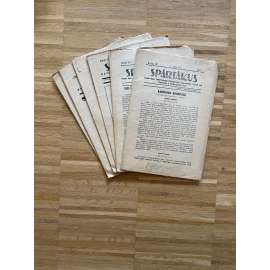 Spartakus, ročník III., číslo 3, 5-6, 7, 9, 10 a 11-12/1924. Orgán župy Federovaných robotnickych telocvičných jednot pre Slovensko a Podkarpatskú Rus (1. republika, noviny, časopis) - není kompletní