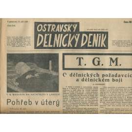 Ostravský dělnický deník, ročník 218 (17.9.1937) - 1. republika, staré noviny - Ostrava (T. G. Masaryk)