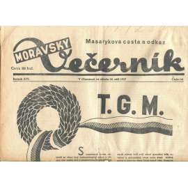 Moravský večerník, ročník XVI., číslo 241/1937 (1. republika, noviny) - T. G. Masaryk