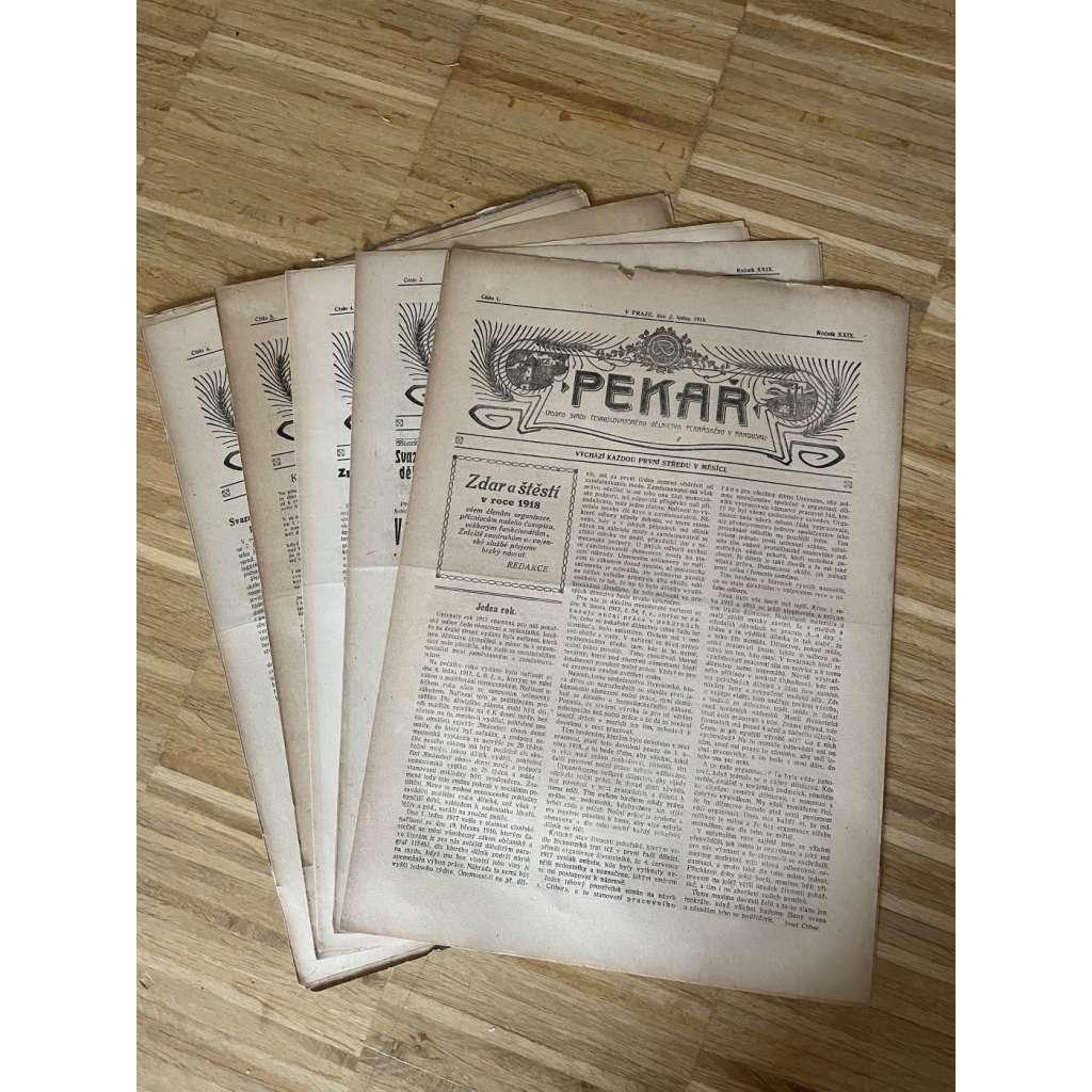 Pekař, ročník XXIX., číslo 1-12/1918. Časopis svazu československého dělnictva pekařského v Rakousku (noviny)